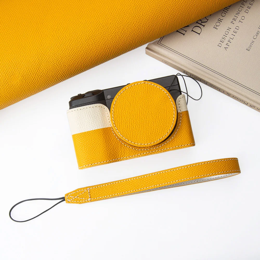 Color Blocking GR3 GR4 Half Leather Case Kit with Shoulder Strap for Ricoh GR III GR IIIX GRIV Camera Case Half Case Accessories