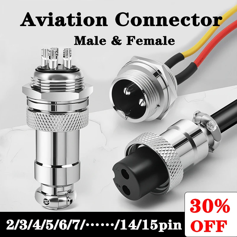 5/10/20 Set GX16 Metal Aviation Socket Coupler  2 3 4 5 6 7 8 9 10 12 14 15 Core Pins Male and Female Connectors Mobile & Fixed