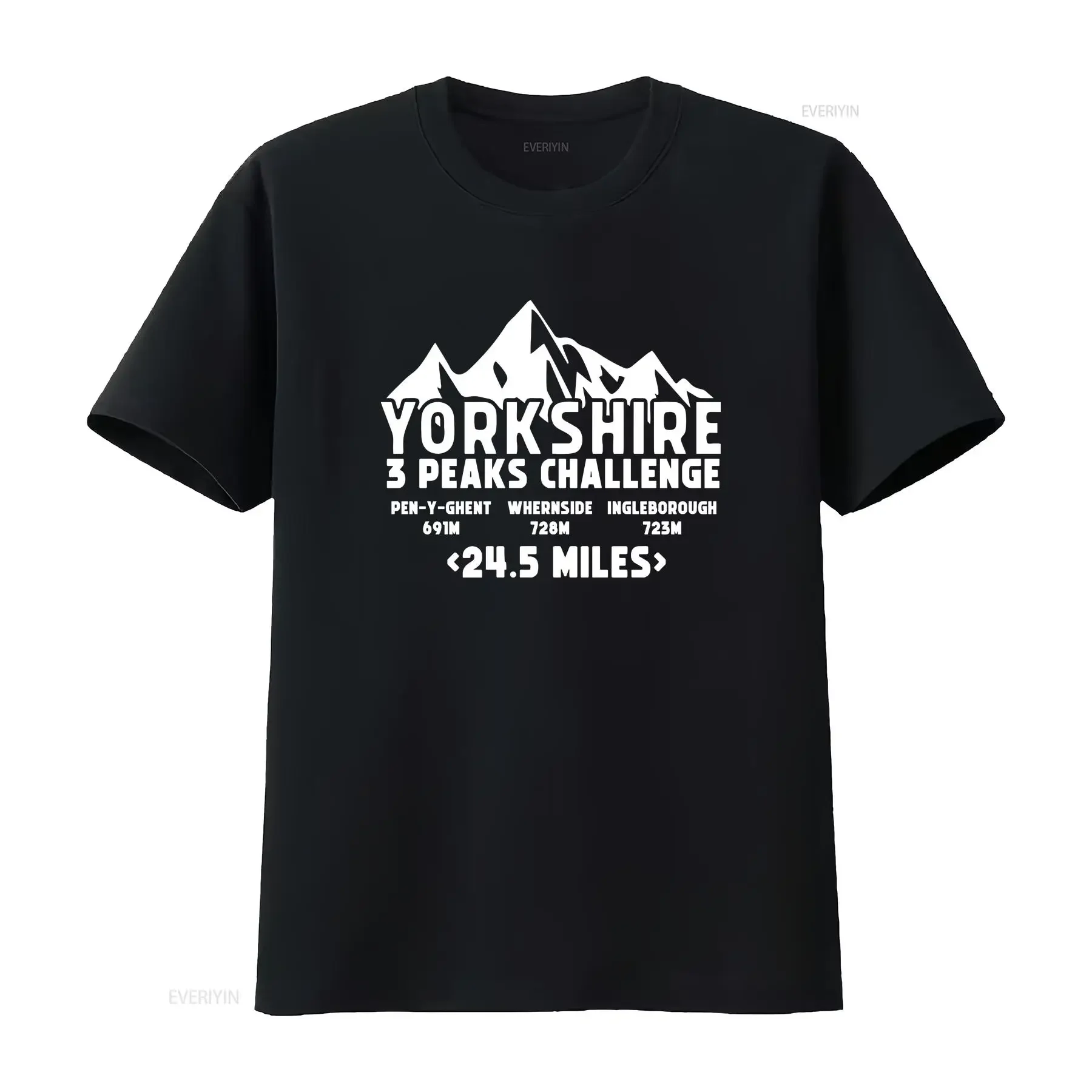 Yorkshire three 3 peaks walking challenge t shirt ingleborough whernside dales vintage Washed fashion Comfortable Breathable