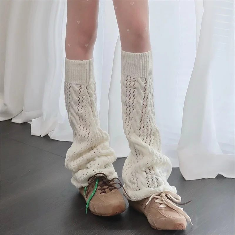 Kawaii Cute Elastic Knitted Leg Warmers Socks Lolita Japanese JK Uniform Harajuku Streetwear Boots Cover for Women Girls