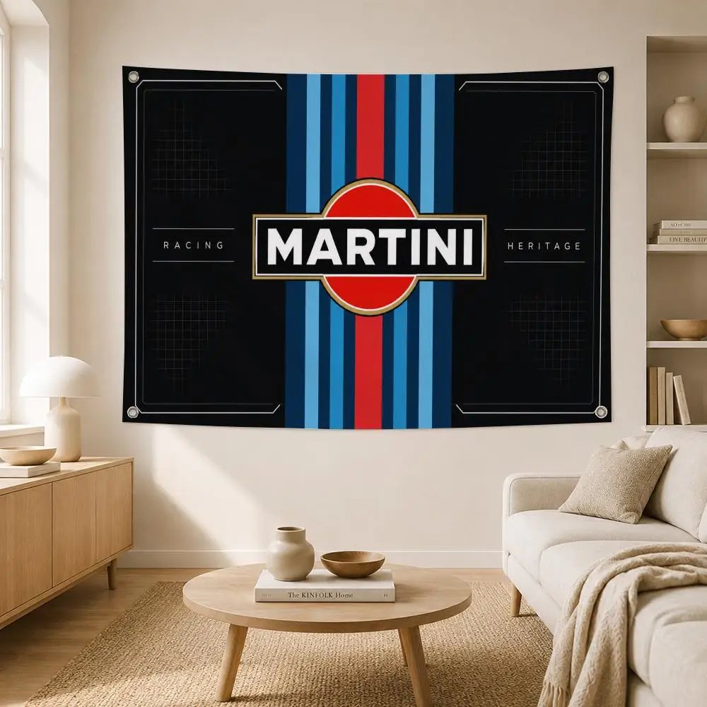 Motorsport Brand Martini Racing Flags Home Yard Garden Wall Hanging Flag Indoor Outdoor Banner Decor for Patio Backdrop Art