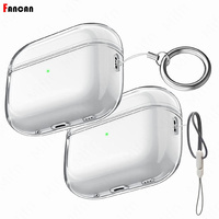 For Airpods 4/2nd Pro 2 3 (2023)Transparent Soft TPU Cover Case With Rope Earphone Accessories for Apple Airpod 4 3 Pro 2 Funda