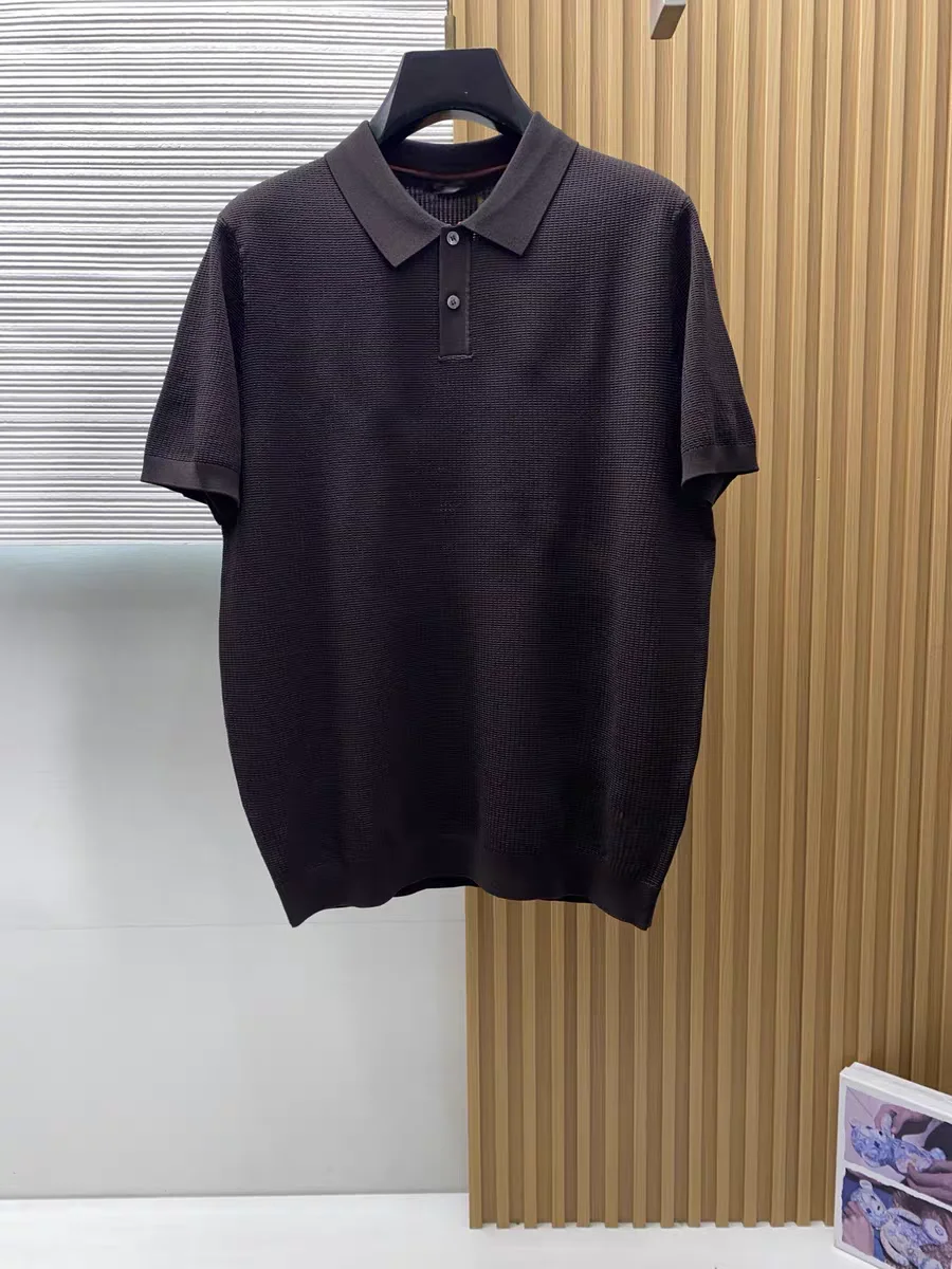 

Мужская трикотажная рубашка в итальянском стиле, повседневная, с коротким рукавом, отложным воротником, элегантная, простая, летняя, модная, теннисная рубашка