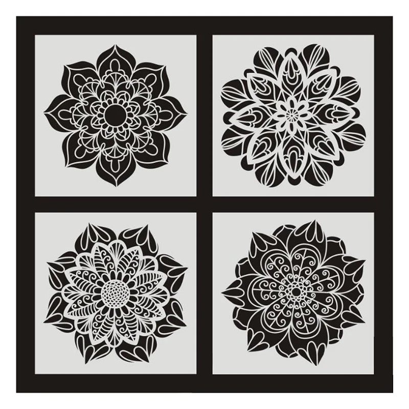 6 Pcs DIY Painting 30X30cm Vintage Flower Pattern Stencils Template For Tile Wall Floor Furniture Painting Decor