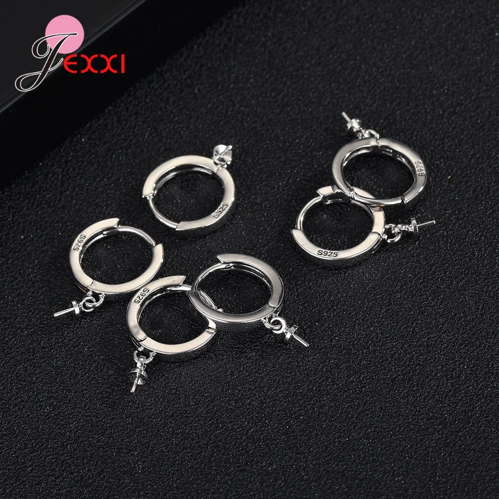 Elegant Cubic Zircon Round Shape Earrings Jewelry Genuine 925 Sterling Silver For Women Girls Wedding Fashion Jewelry