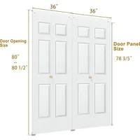 6-Panel White Primed Bifold Closet Doors 72x80, Hollow Core Interior Folding Barn Door with Hardware 2