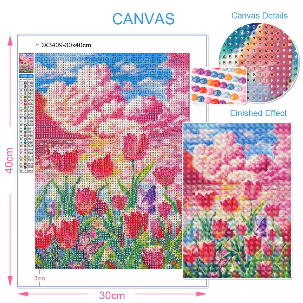 Diamant Malerei Kit Glas Blume Diamant Mosaik Stickerei Kreuz stich DIY schöne Landschaft Home Dekoration Geschenk neu – Detail 8