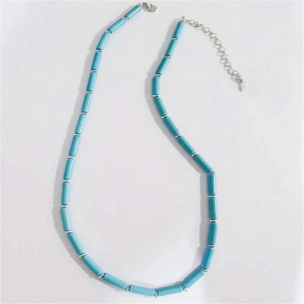 

YEEVAA Strand Necklace in Variegated Turquoise Magnesite Gemstone, Fashion Jewelry, Unique Gifts