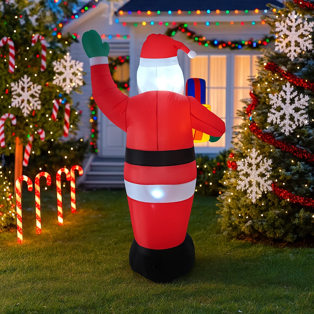 6FTchristmas Decorations Inflatable Santa Claus Holding Gift Toys Home Yard  Ornaments With LED Decor Christmas Supplies Outdo