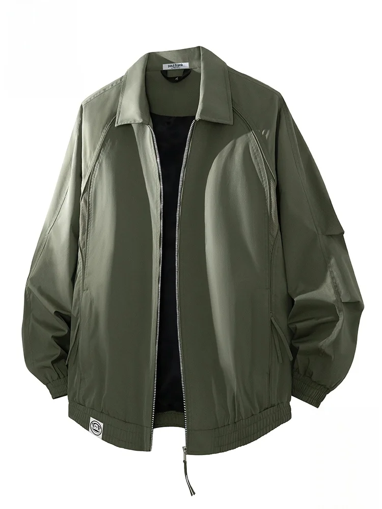 

PaulFrank M Double-Sided Wear Loose Fit Autumn Jaet Collared Workwear Sle Polyester Fiber Long Sve Zipper Closure