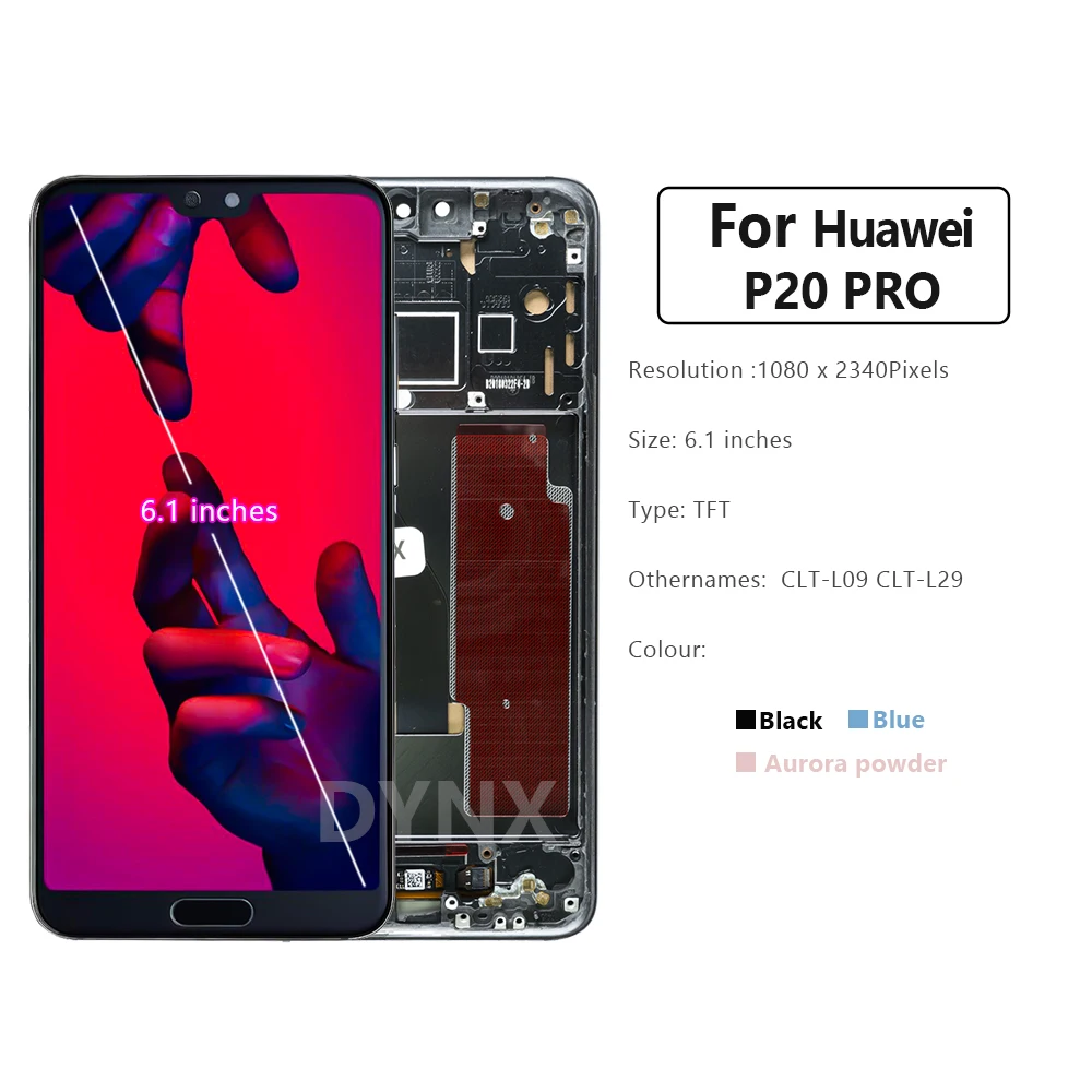 Display Screen For Huawei P20 Pro LCD Display Touch Screen Digitizer With Fingerprint Assembly For Huawei P20Pro CLT-L09 CLT-L29