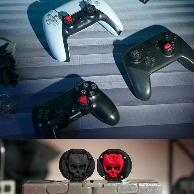 Penutup Joystick Tutup Pegangan Stik Jempol Silikon Tengkorak untuk Sony PS5 PS4 PS3 Xbox One/360 Seri Ramping X/S Pelindung Casing Pro Sakelar