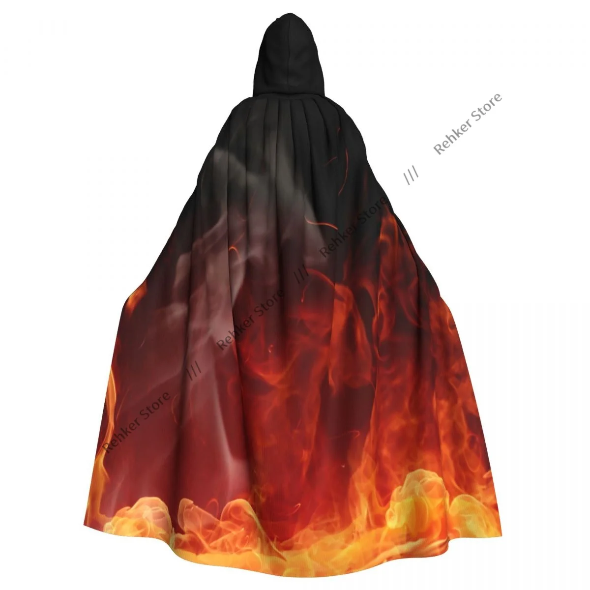 Burning Flame Hooded Cloak Coat Halloween Cosplay Costume Vampire Devil Wizard Cape Gown Party