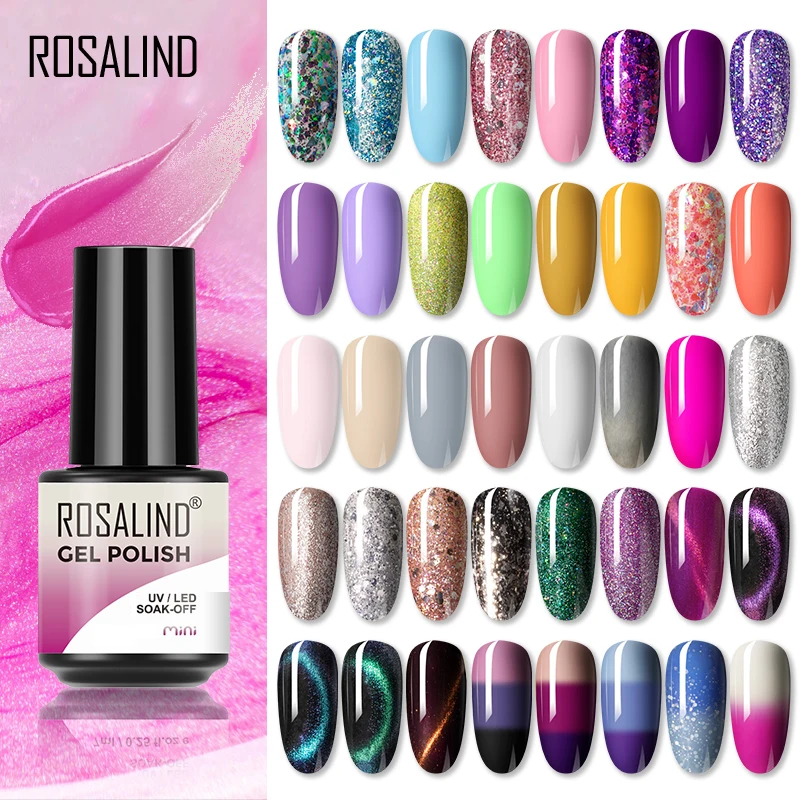 

ROSALIND Nail Polish Glitter Series Gel Polish All For Manicure Nails Art UV LED Soff Off Gel Semi PermanentHybrid Varnishes