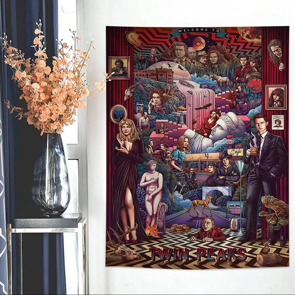 Twin Peaks TV-Diagramm, Wandteppich für Wohnzimmer, Zuhause, Wohnheim, Dekoration, Kunst, Heimdekoration