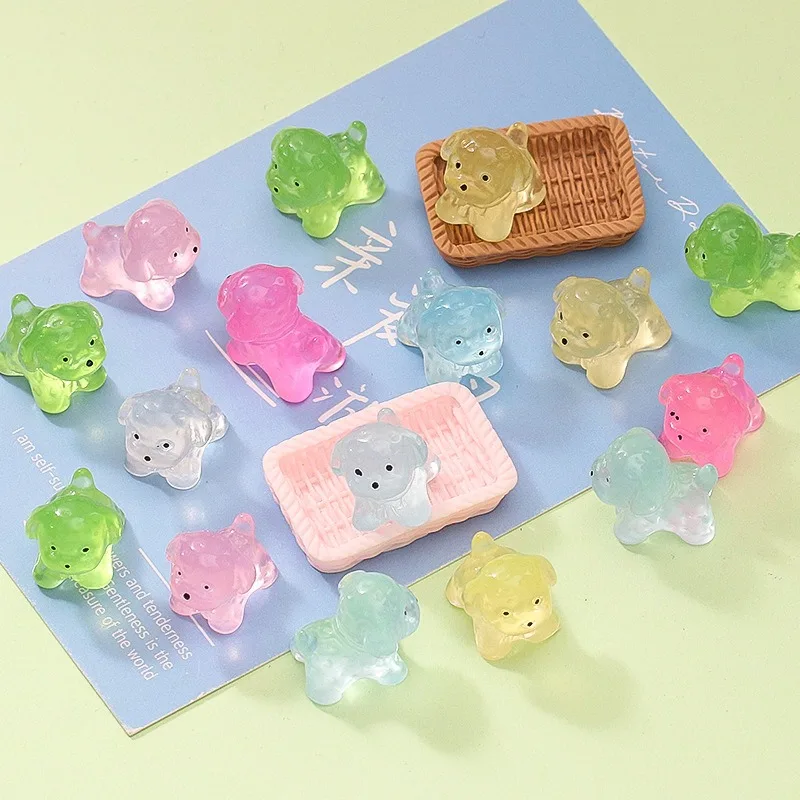 10pcs Luminous Mini Resin Dogs Cute Small Dog Figures Glow in The Dark