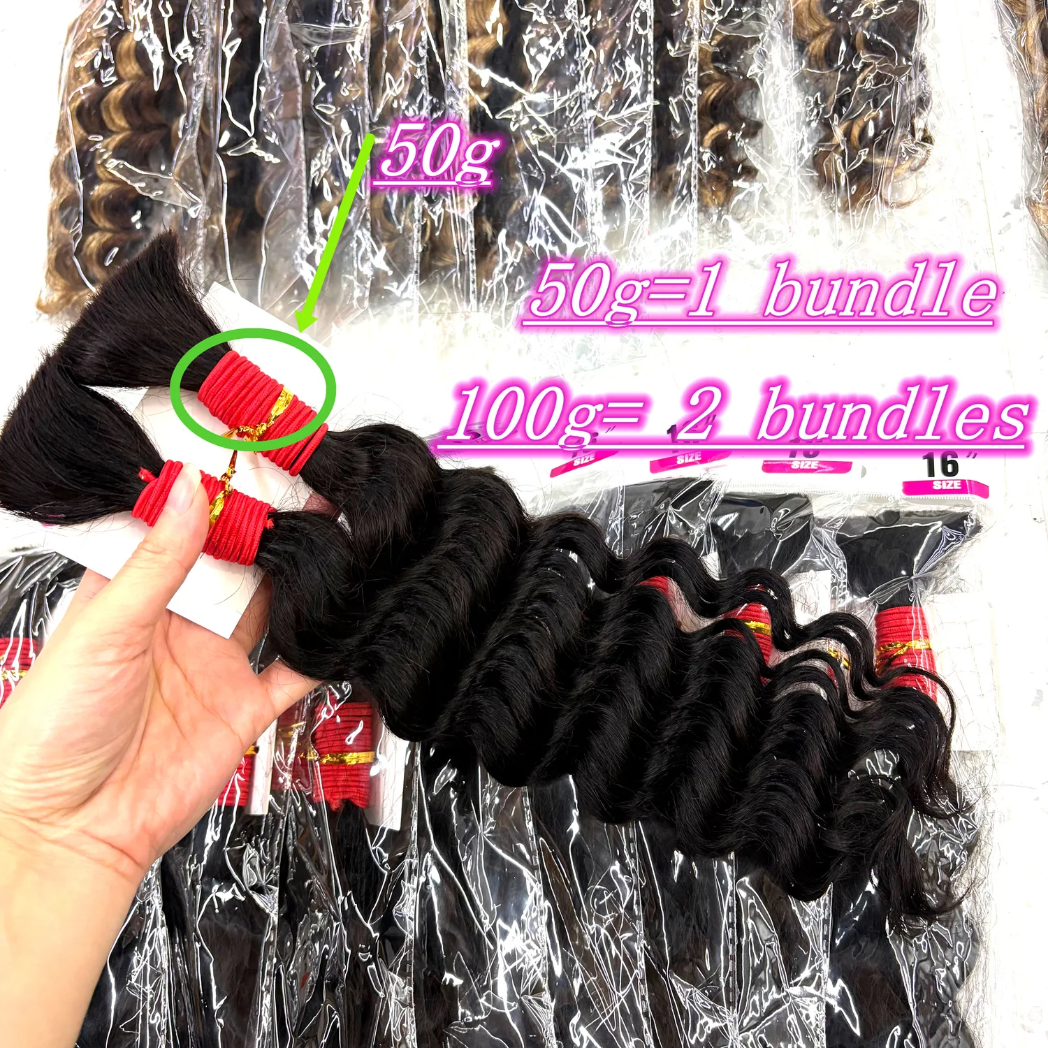 22 24Inch Deep Wave Bulk Human Hair for Boho Braids No Weft 100% Human Hair Bulk Water Wave Extensions for Braidinged