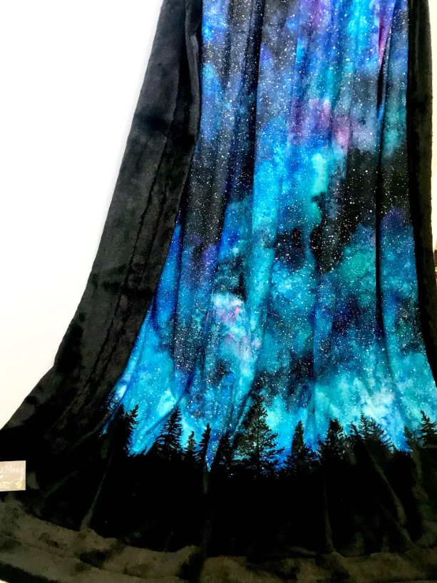 Decke mit Astrologie-Motiv, Sternzeichen, Mond und Sterne, lila Witchcore-Dekor, Gothic-Couchdecke, gemütliches Geschenk – Detail 14