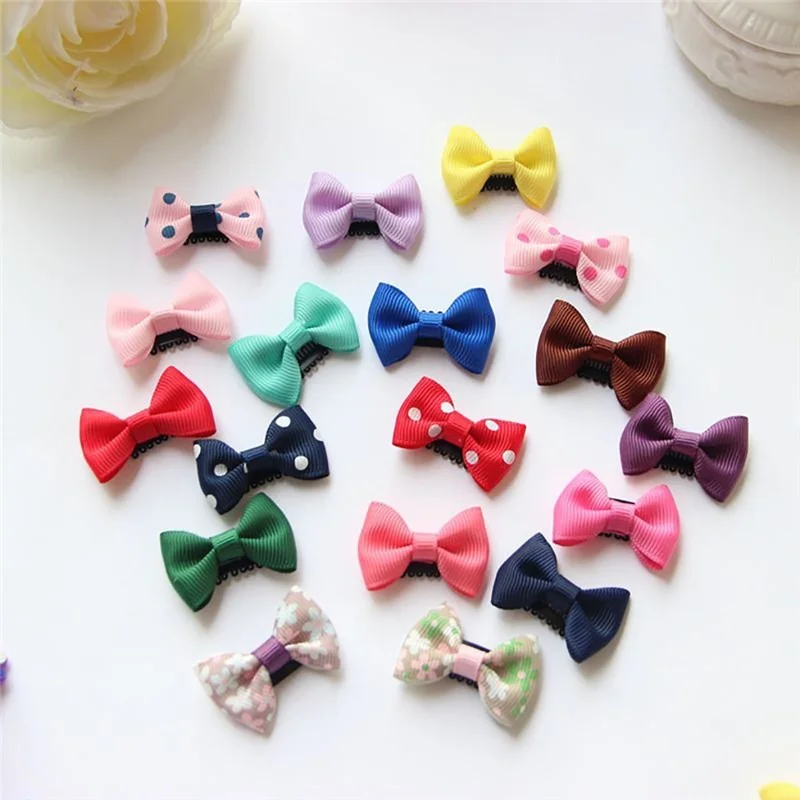 10-50Pcs Baby Girl Hair Clips Candy Color Dot Cotton Print Safety Hairpin Baby Mini Hair Clip Children Cute Bow Hair Accessories