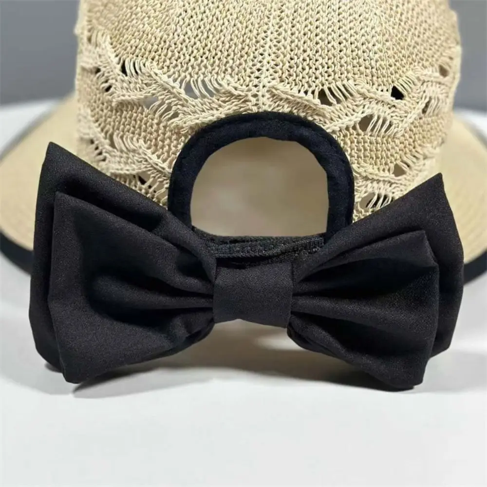 Universal Outdoor Summer Girls Sun Hats with Bow Knot Fashionable Outdoor Sun Protection Openwork Design Breathable