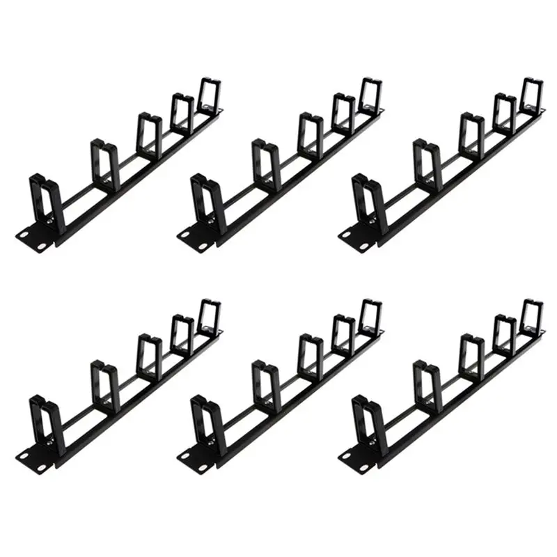 Superior-6X 19 Inch 1U Rack Cabinets Cable Management Network Organizer Hollow Metal Base Five Ring Detachable Wire Manager Fram