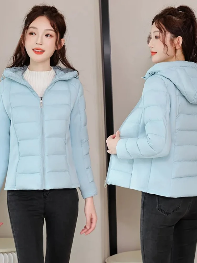 Vielleicht 2025 New Lightweight Winter Clothes Women's Cotton-padded Jacket Short Hooded Jacket Coat Casual Winter Outwear