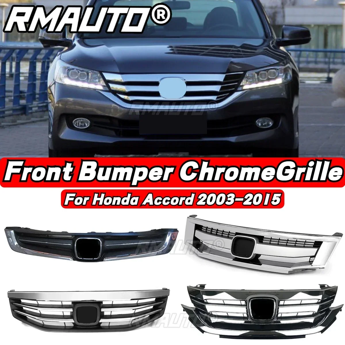 For Accord Grill Chrome Car Front Bumper Grille Racing Grill For Honda Accord 2003-2022 2011 2012 2016 Car Accessories Body Kit