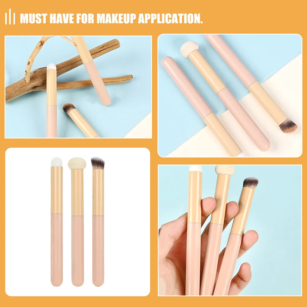 3 pçs corretivo esponja cabeça pincéis de maquiagem para mistura fundação rosto pó puff esponja conjunto de escova de maquiagem corretivo escova feminina