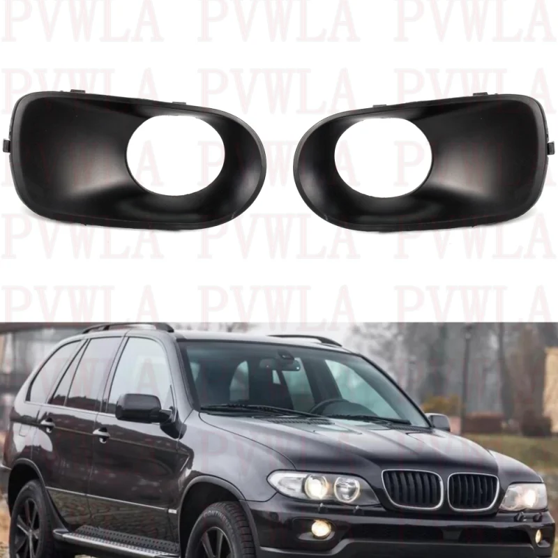 

Pair Front Bumper Fog Lamp Light Grille Cover 51117129299 51117129300 For BMW X5 E53 2003 2004 2005 2006