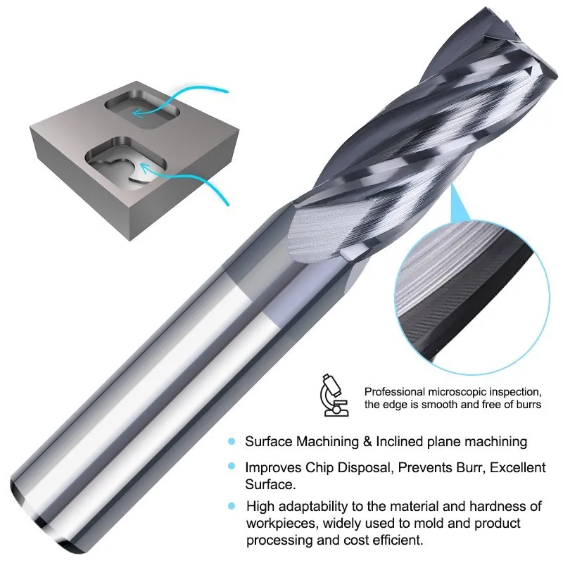 XCAN Milling Cutter 3-16mm R0.2-R1.0 CNC Corner Radius End Mill Surface CNC Machining Metal Carbide Router Bit 