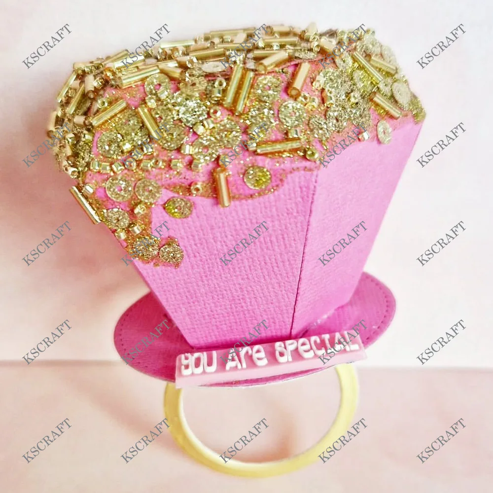 KSCRAFT Diamond Ring Box Cutting Dies Stencils for DIY Scrapbooking Decorative Embossing DIY Paper Cards