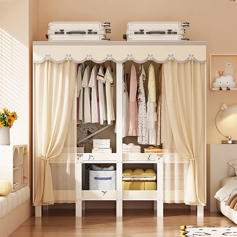 

Simple Cloth Wardrobe, Bedroom Home Free Installation Folding Wardrobe Storage Cabinet Rental Room Thickened Full Steel