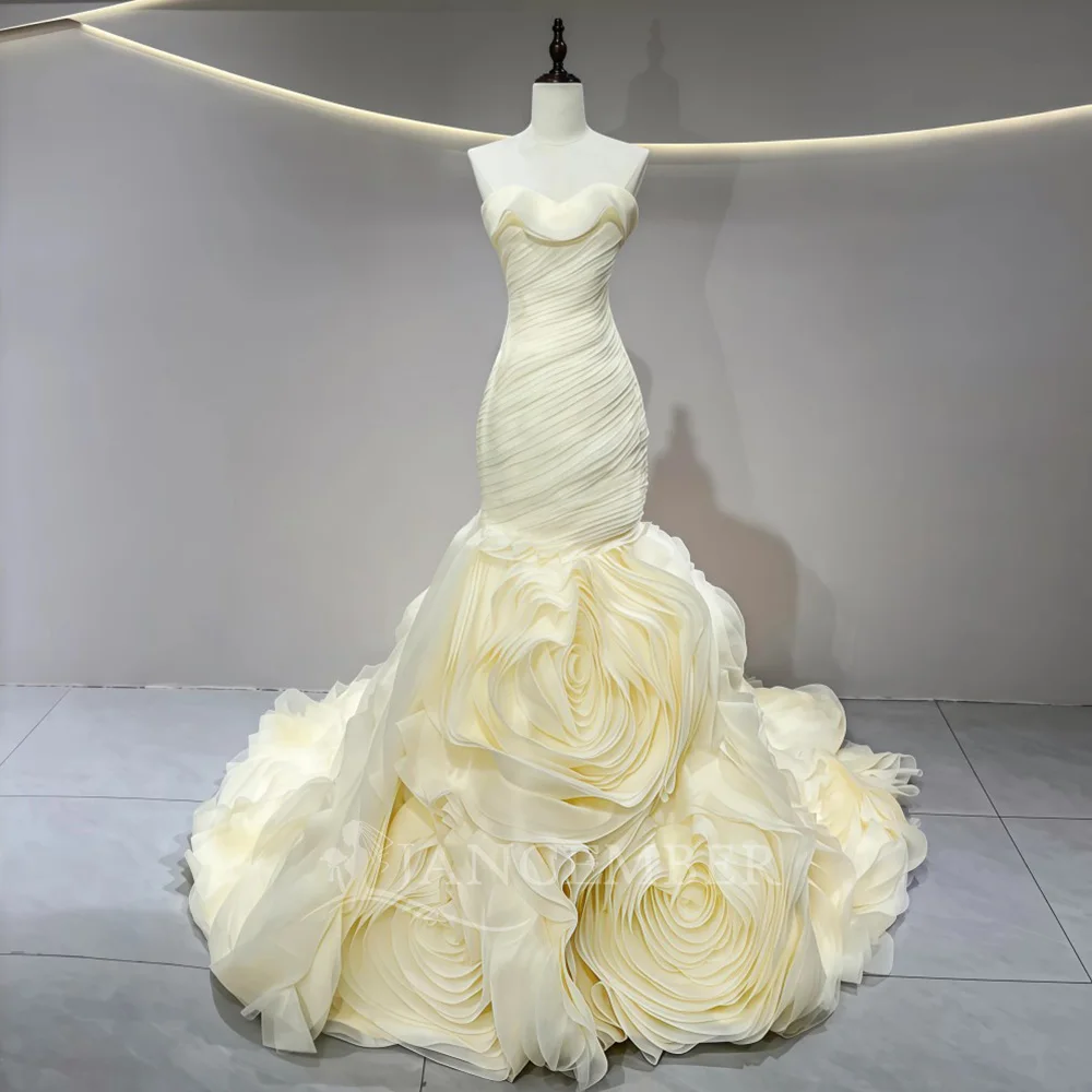 Suknie ślubne bez ramiączek, koronkowe, bez rękawów, w stylu syreny, do ziemi, z trenem, satynowe, vestidos de novia