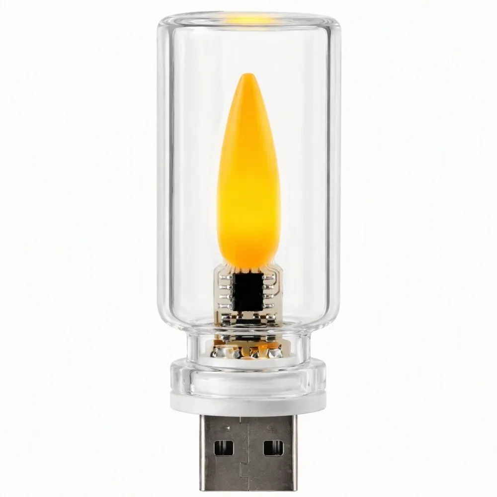 Warm Yellow Bulb LED Filament Night Light Mini Decorations Creative Atmosphere Display USB Night Light Flame Ambient Light