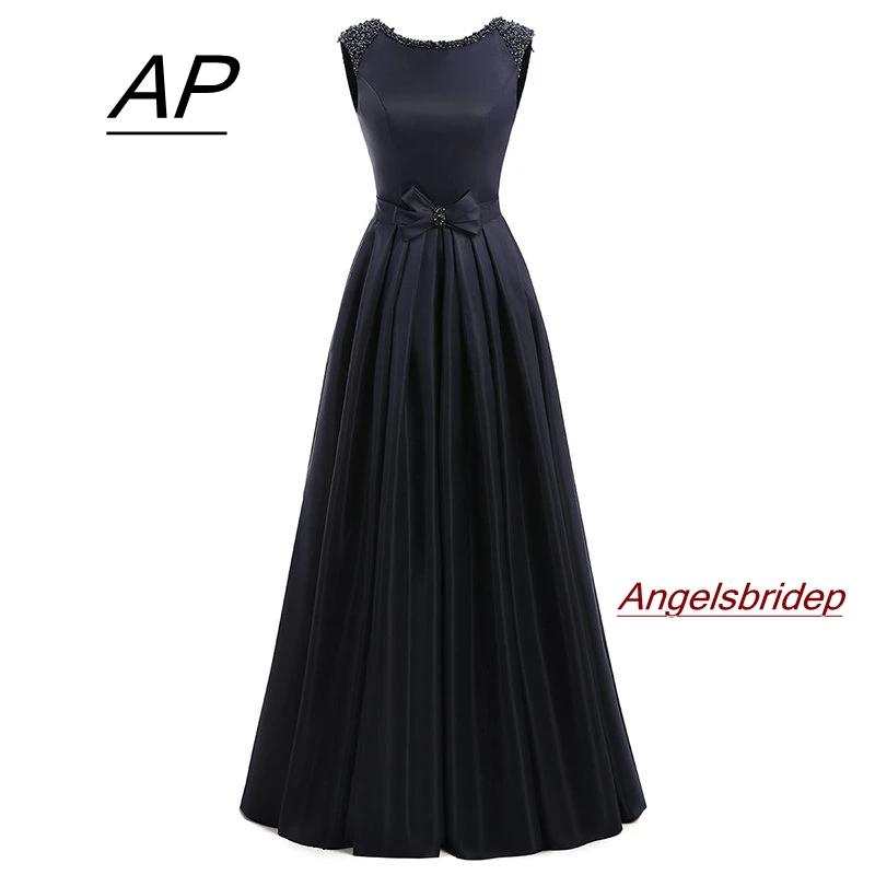 

ANGELSBRIDEP 2 STORE Satin Prom Dresses 2022 Vestidos Fashion A-line Floor Length Beaded Formal Women Party Dress Gala Jurken