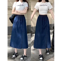 High Waist A-Line  Midi Denim Skirt for Women Slimming Sli Autumn Faion Small Stature Bodycon Skirts - Image 3