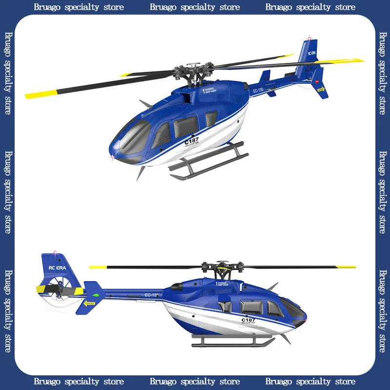 C187 4 Channel Remote Control Model Armed Helicopter Simulation Single Propeller Aileron Free Simulation Version Helicopter Blue