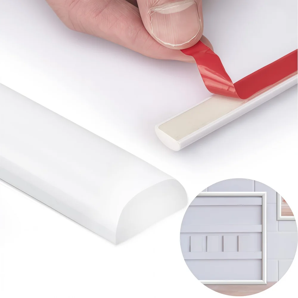 1pc 1/2mX2cm Pvc Flexible Bendable Strips Panel Moulding Door Mirror Frame Trim Self-Adhesive Living Room Mirror Edge Decor ﻿