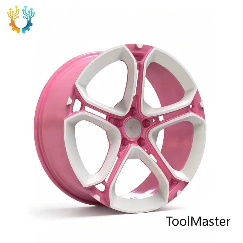 【2026】Newly Customized CF Pink And White Two-color Hubs, Size 18-26, 5 Holes Suitable For Tesla Audi Mercedes-Benz Volkswagen