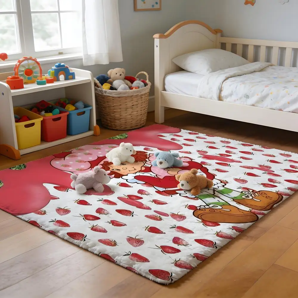 

Floor Mat Soft Flannel Rug Non-Slip Absorbent Mat for Bathroom Bedroom Home Decor Anime S-Strawberrys S-Shortcakes
