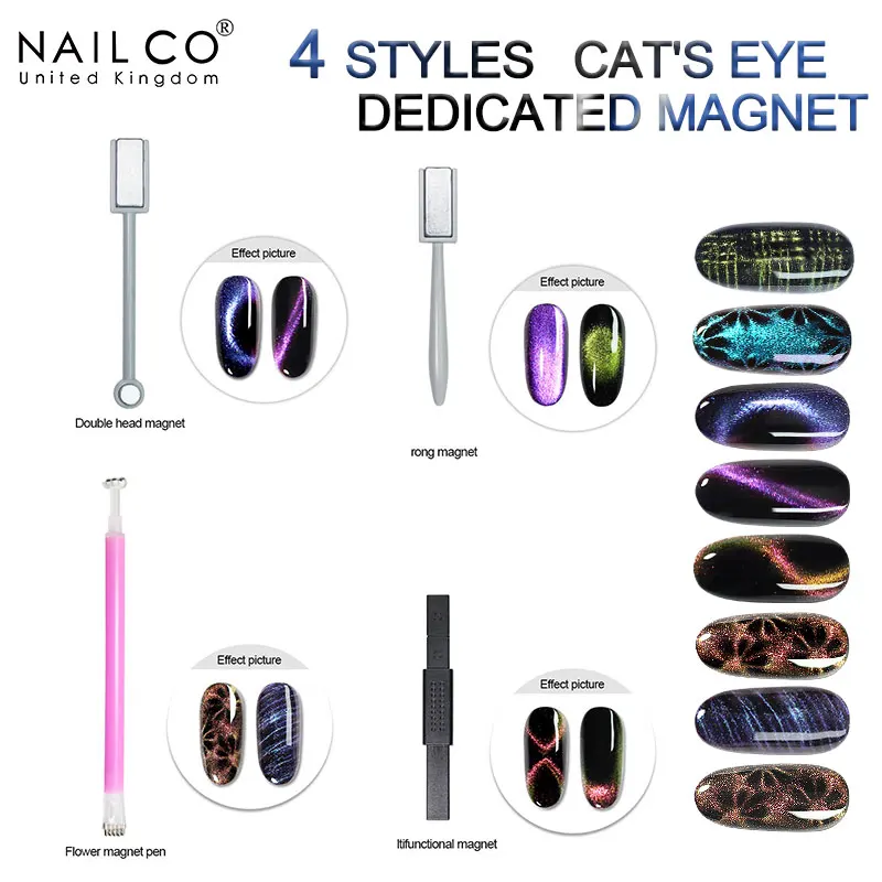 NAILCO 4 Styles Cat Eye Magnet Stick For UV Nail Gel Polish Nail Art 9D Magnetic Design Effect Pen Multifunctional Painting Tool