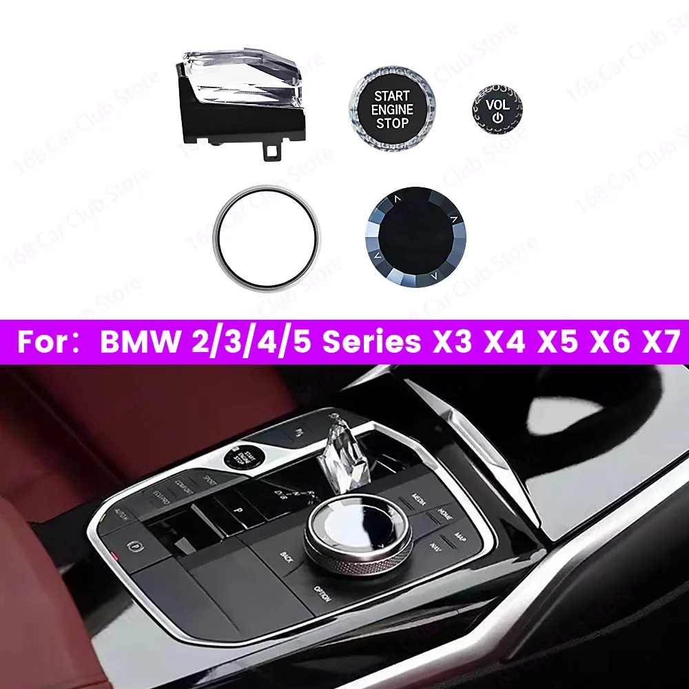 

For BMW 2/3/4 Series G20 G21 G22 G26 G28 X3 X4 X5 X6 X7 2023 Car Set Crystal Gear Shift Knob Paddle Shifters Interior 4-Piece