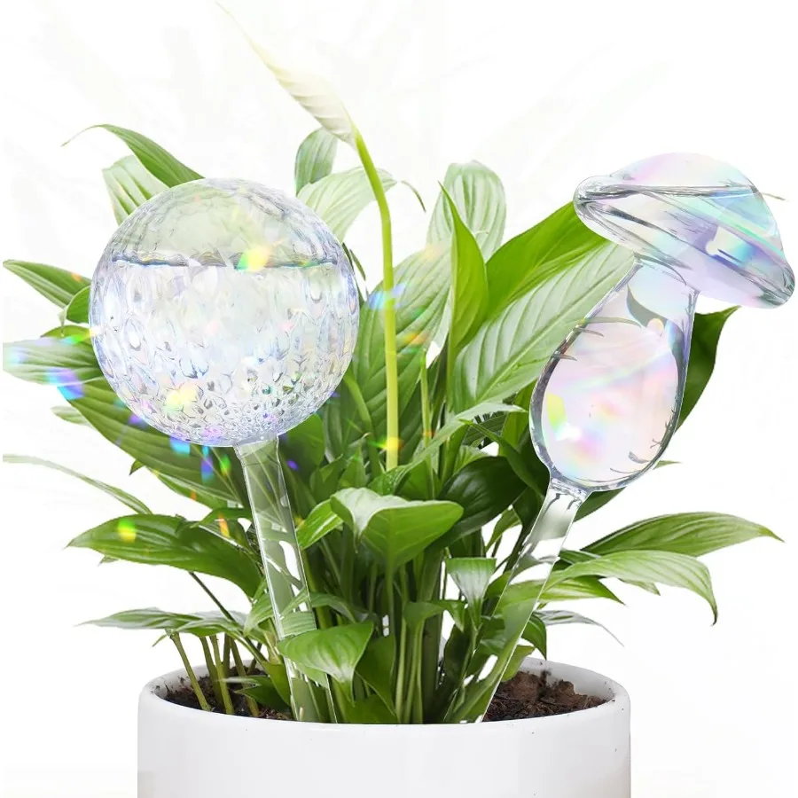 

FLORA GUARD Plant Watering Globes 2PCS Glass Self Watering Planter Insert Mushroom Water Globes Automatic Plant Waterer Bulbs D