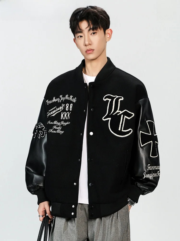 

Retro American Color Blo Baseball Jaet Men's Loose Casual Outerwear Spring New Sle Faion Brand Thin Sport Coat