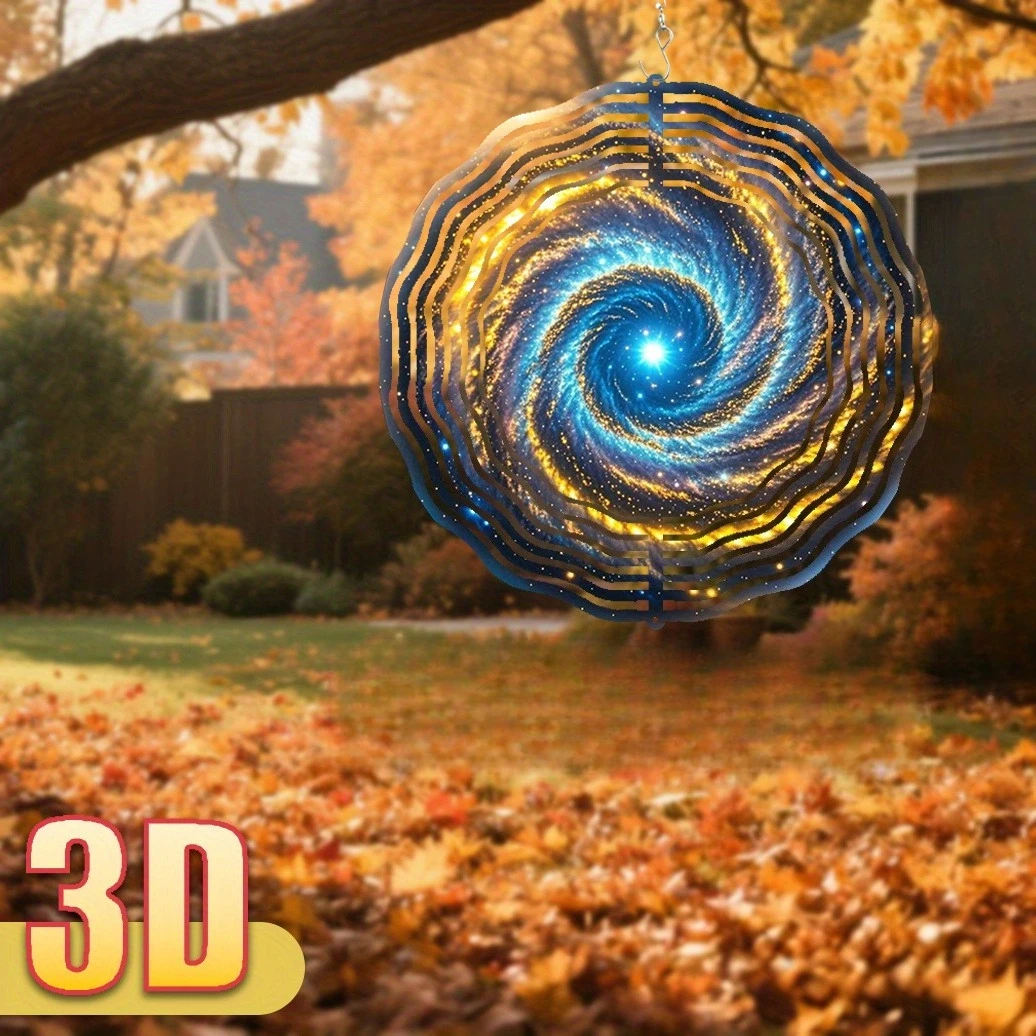 Gliten 1PC 10in Swirl Galaxy Wind Spinner, 360° Rotating Hanger for Garden Patio Summer Decor