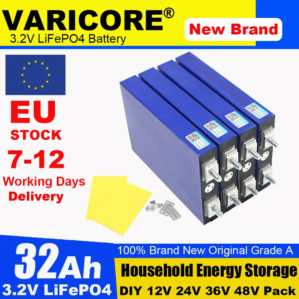 3.2 فولت 32Ah Lifepo4 بطارية قابلة للشحن ل 4S 12.8 فولت 12 فولت 24 فولت 3C 5C ليثيوم الحديد فوسفات عربة جولف خارج الشبكة تخزين الطاقة الشمسية