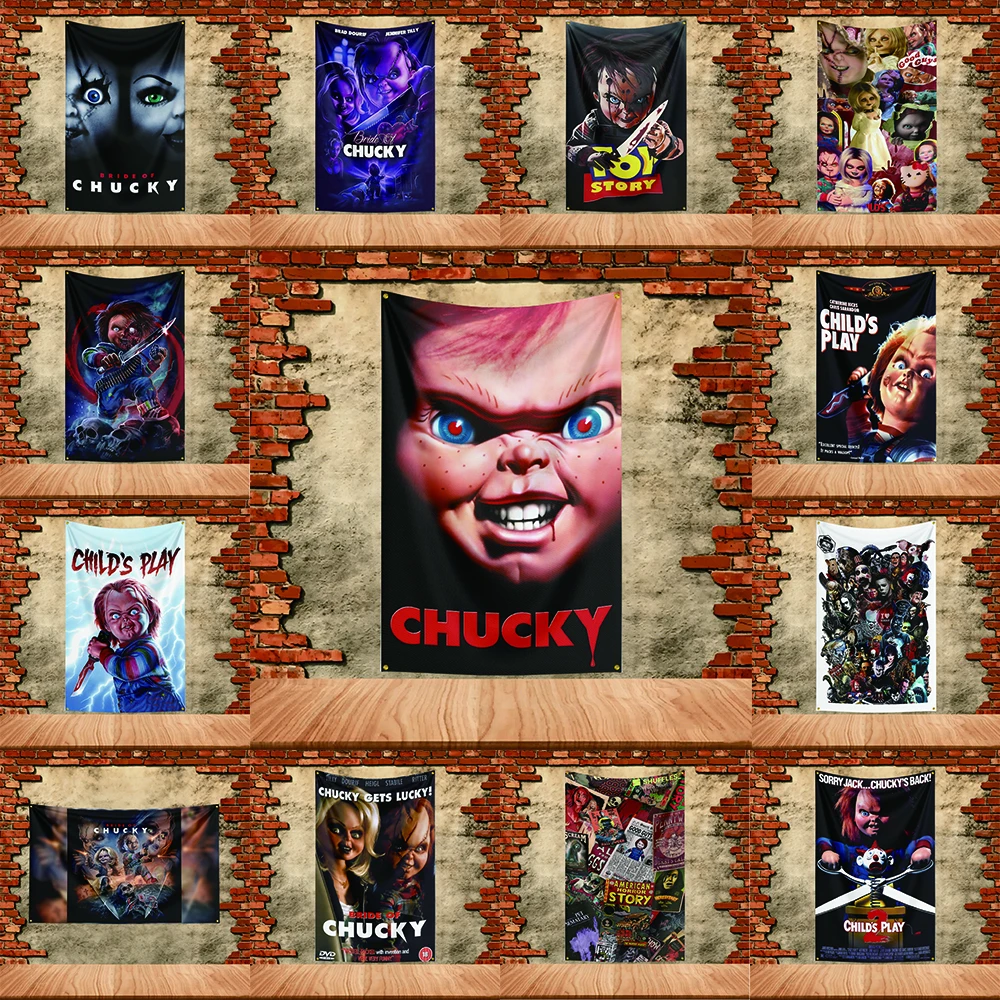 Horror Movies Flag 3x5ft for Chucky Fans Banner Custom any Image Halloween Garden Flag Scary Yard Wall Hanging Decor Tapestry