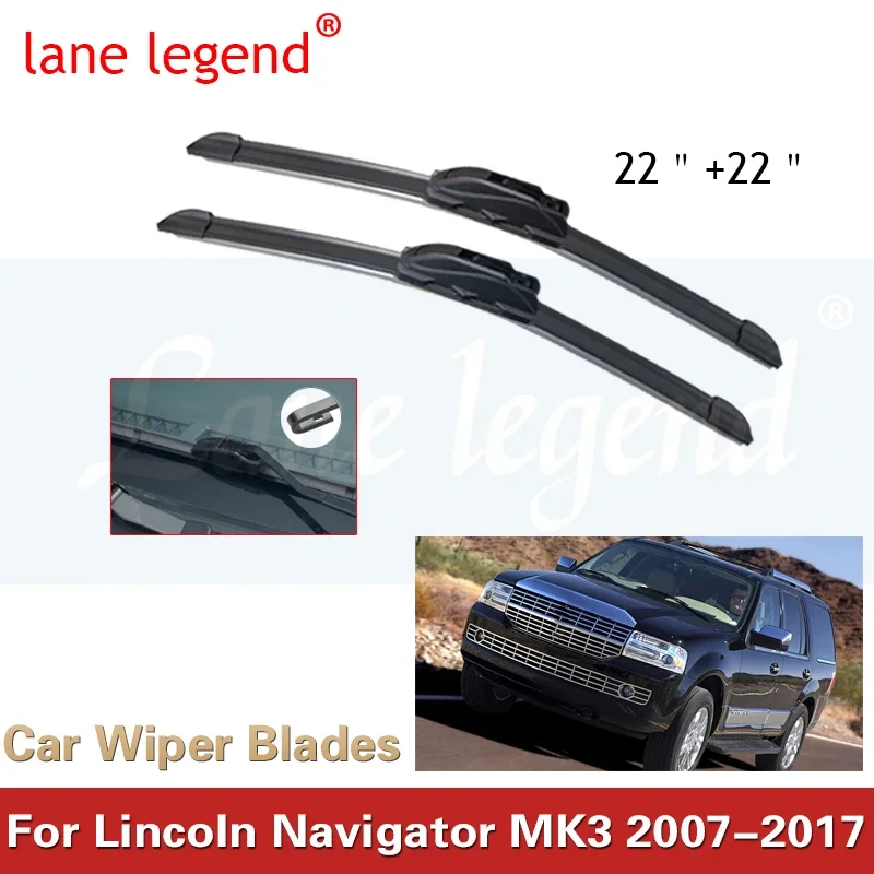 

Car Wiper Blades for Lincoln Navigator MK3 2007 2008 2009~2017 Front Windshield Frameless Snow Scraping Balck Rubber Accessories