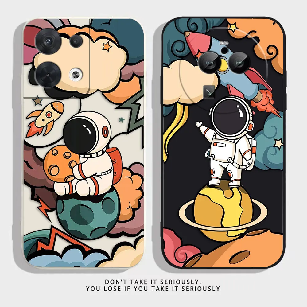 Cartoon Space Rocket Astronaut Phone Case For OPPO FIND X5 X3 X2 RENO ACE Z REALME C20 C21 C33 C35 C53 C55 X 5G PRO Case Funda