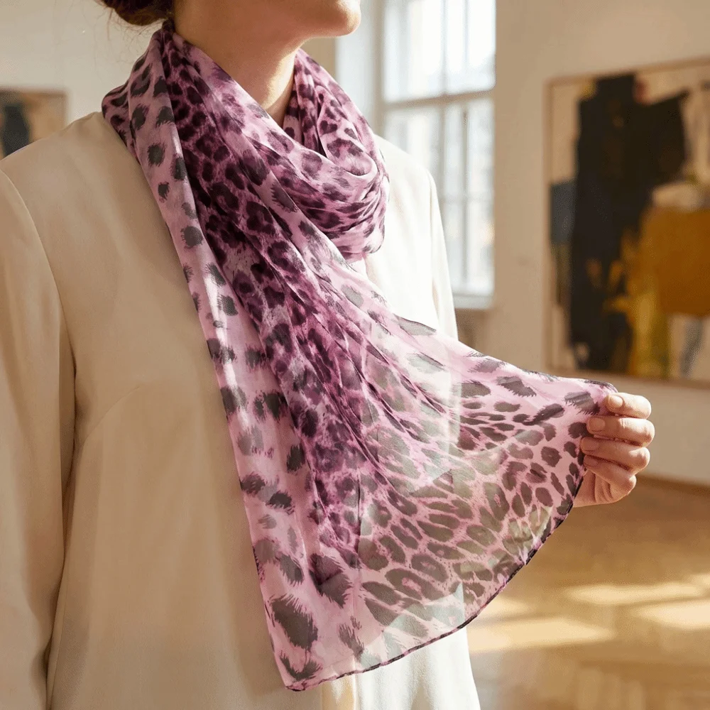 

Элегантный шифоновый шарф классического стиля, легкая дышащая накидка с принтом, защита от солнца